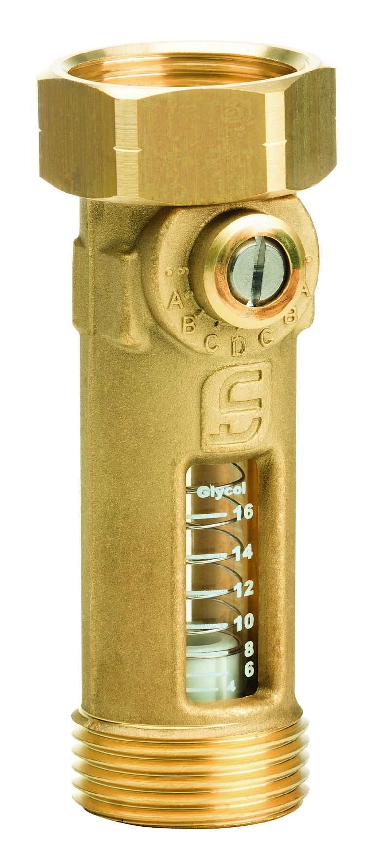 TacoSetter Inline 130 vyvažovací ventil 1"x1" vnější-vnitřní závit, 8-28 l/min., kvs 5,44 ; glykolová stupnice, typ E