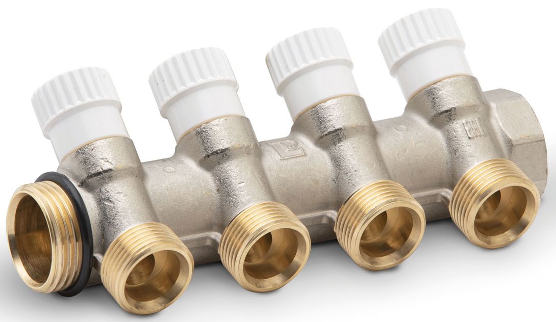 Sanitární rozdělovač pro rozvody pitné vody 3/4" x G3/4" Eurokonus pro 4 okruhy